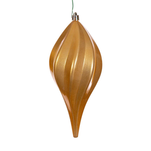 Vickerman 8" Copper Gold UV Candy Swirl Drop Christmas Ornament Set of 3