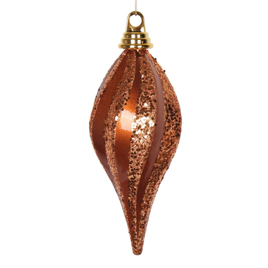 Vickerman 8'' Copper Glitter Swirl Drop Christmas Ornament