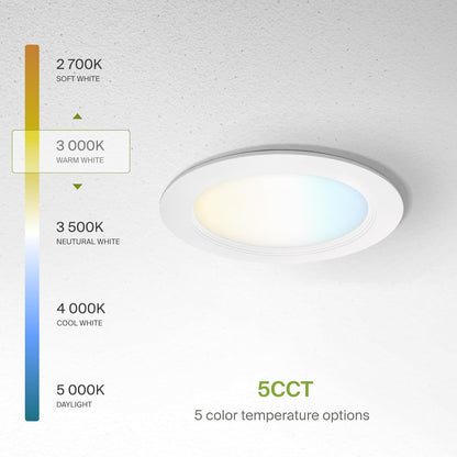 ASD Lighting LED Recessed Mini Panel Fire Rated Round 6inch 15W 120-277V 0-10V Dimmable 2700/3000/3500/4000/5000K with Baffle Trim White ETL Energy Star