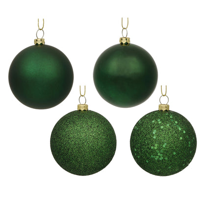 Vickerman 2.75" Emerald 4-Finish Ball Ornament Assortment 20 per Box