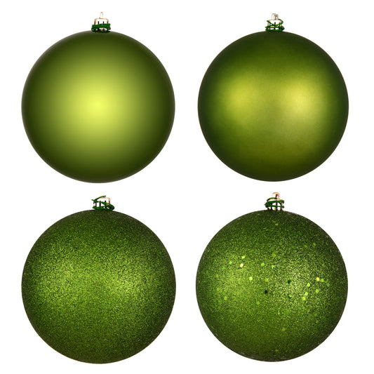 Vickerman 8" Juniper Green 4-Finish Ball Ornament Assortment 4 per Bag