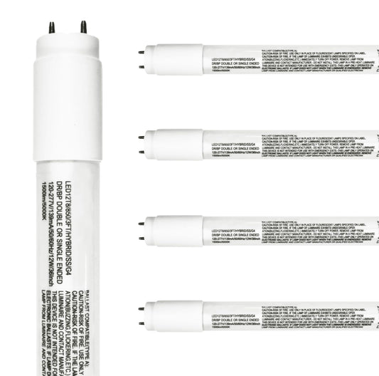 Damar- 35.75-Inch T8 LED Tube Light Bulb Type A+B Hybrid with Safe Shield Sleeve Single/Dual Ended Ballast Bypass 12W 1500 Lumen 5000K Bright White G13 Bi-Pin Base Pack of 5- Fluorescent Replacement