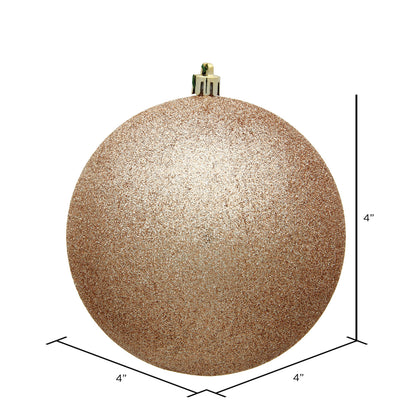 Vickerman 4" Café Latte Glitter Ball Ornament 6 per Bag
