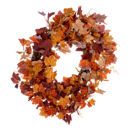 Vickerman 22" Artificial Orange Fall Maple Leaf Wreath.