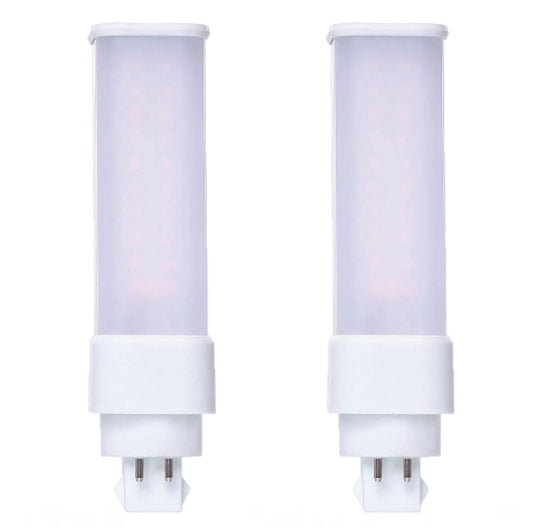 Damar- LED PL Horizontal Recessed Light Bulb Compact Fluorescent Retrofit Ballast Dependent G24Q/GX24Q 4-Pin Base 12W 1100 Lumen 4100K Cool White 120-277V Pack of 2-Single Tube Replacement
