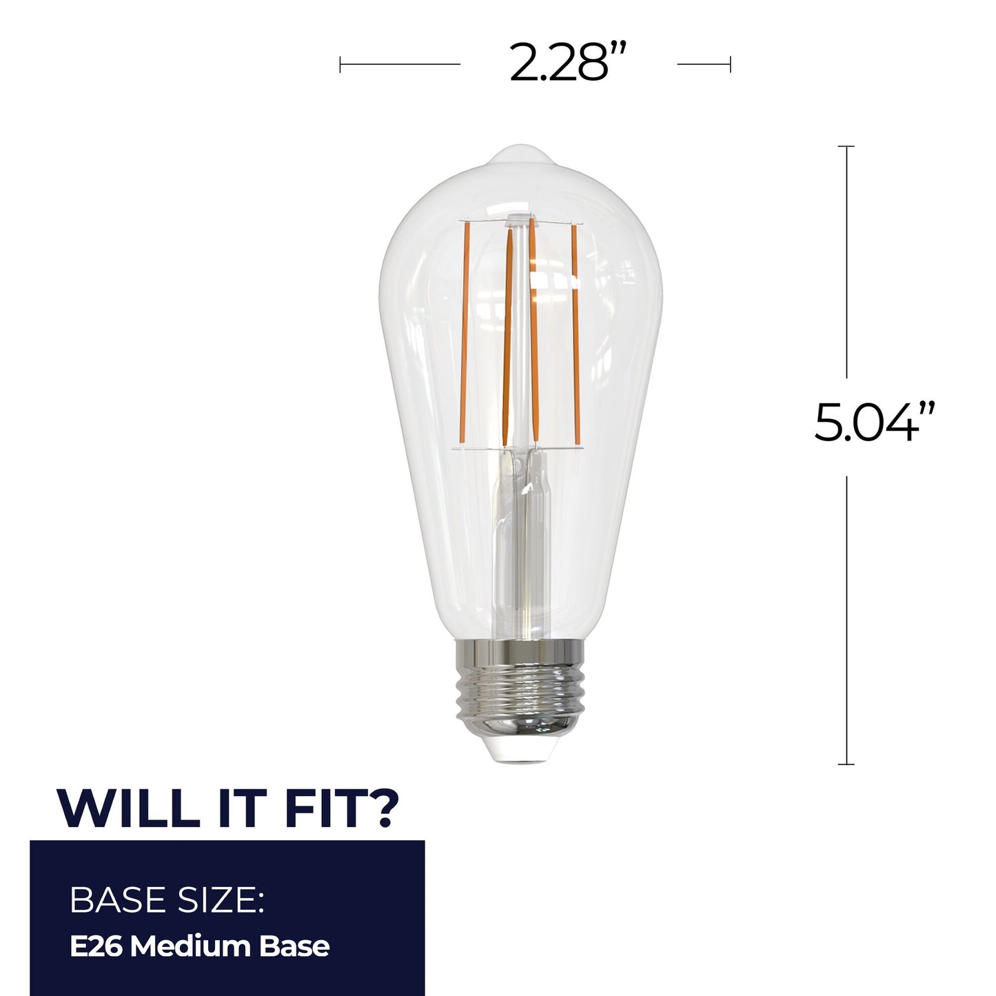 Bulbrite 862100 LED Filament Pack of (4) 13 Watt Dimmable ST18 Light Bulb with Clear Glass Finish and Medium (E26) Base - 5000K (Soft Daylight Light), 1400 Lumens