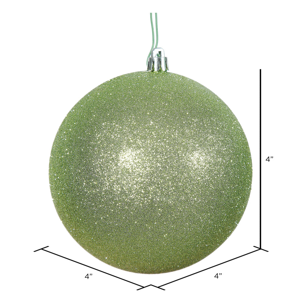 Vickerman 4" Celadon Glitter Ball Ornament 6 per Bag