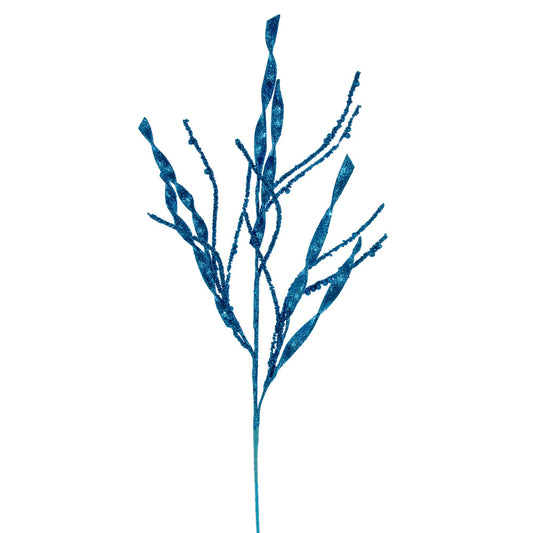 Vickerman 34" Turquoise Wavy and Spiral Glitter Spray 6 per bag.