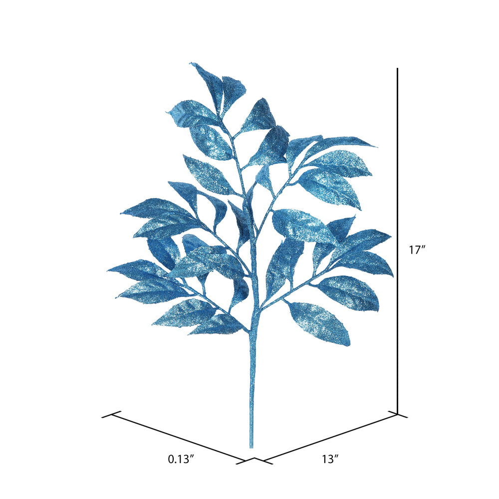 Vickerman 17" Turquoise Camelia Glitter Artificial Christmas Spray. Includes 6 sprays per pack.