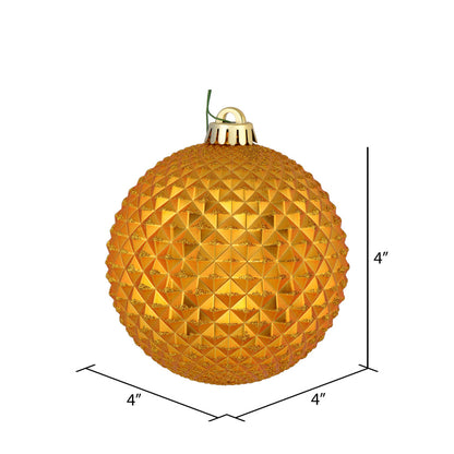 Vickerman 4" Antique Gold Durian Glitter Ball Ornament 6 per Bag