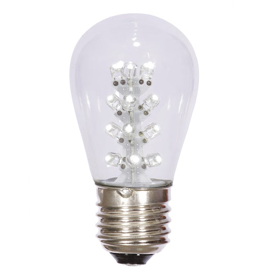 Vickerman S14 Pure White LED Transparent E26 Medium Nickel Base Bulb 5 per pack.