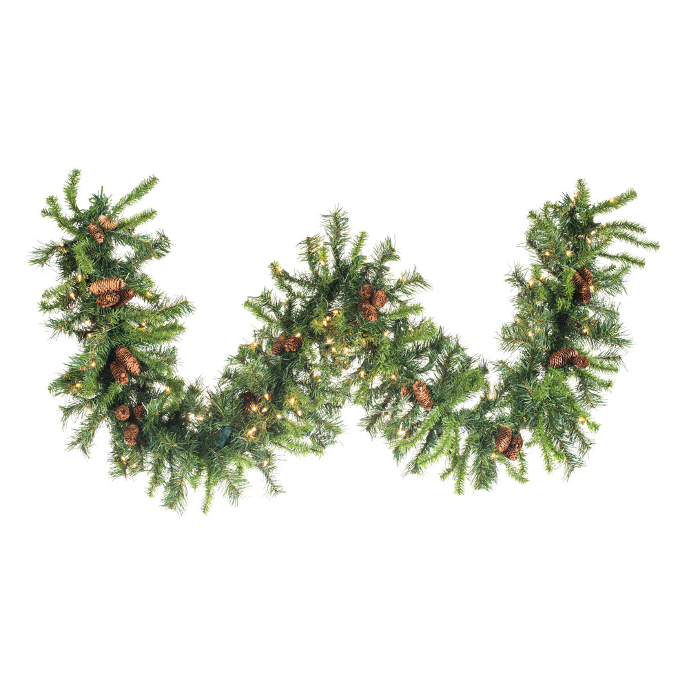 Vickerman 9' Cheyenne Artificial Christmas Garland Clear Dura-lit Incandescent Lights