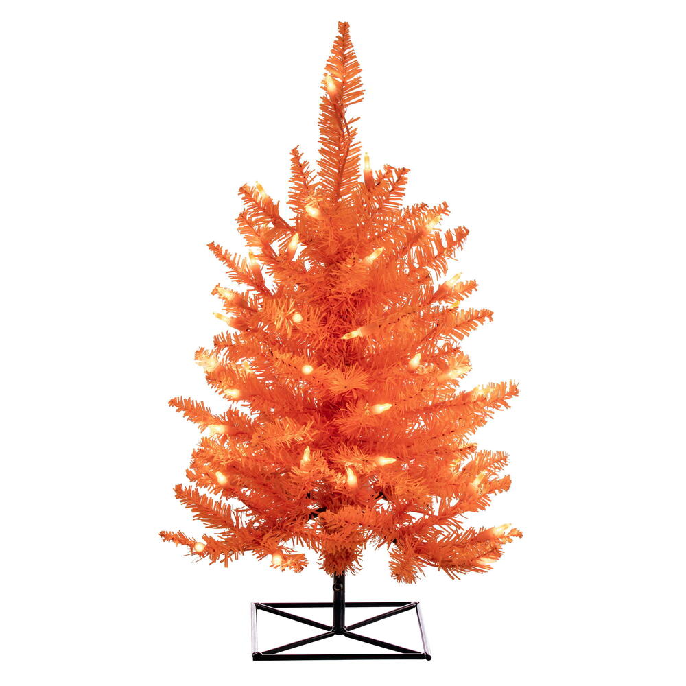 Vickerman 2' x 20" Orange Artificial Christmas Tree with 50 Orange LED Lights.