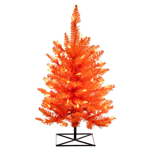 Vickerman 2' x 20" Orange Artificial Christmas Tree with 50 Orange LED Lights.