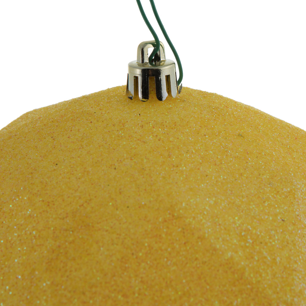 Vickerman 6" Yellow Glitter Geometric Ball Ornament 4 per bag