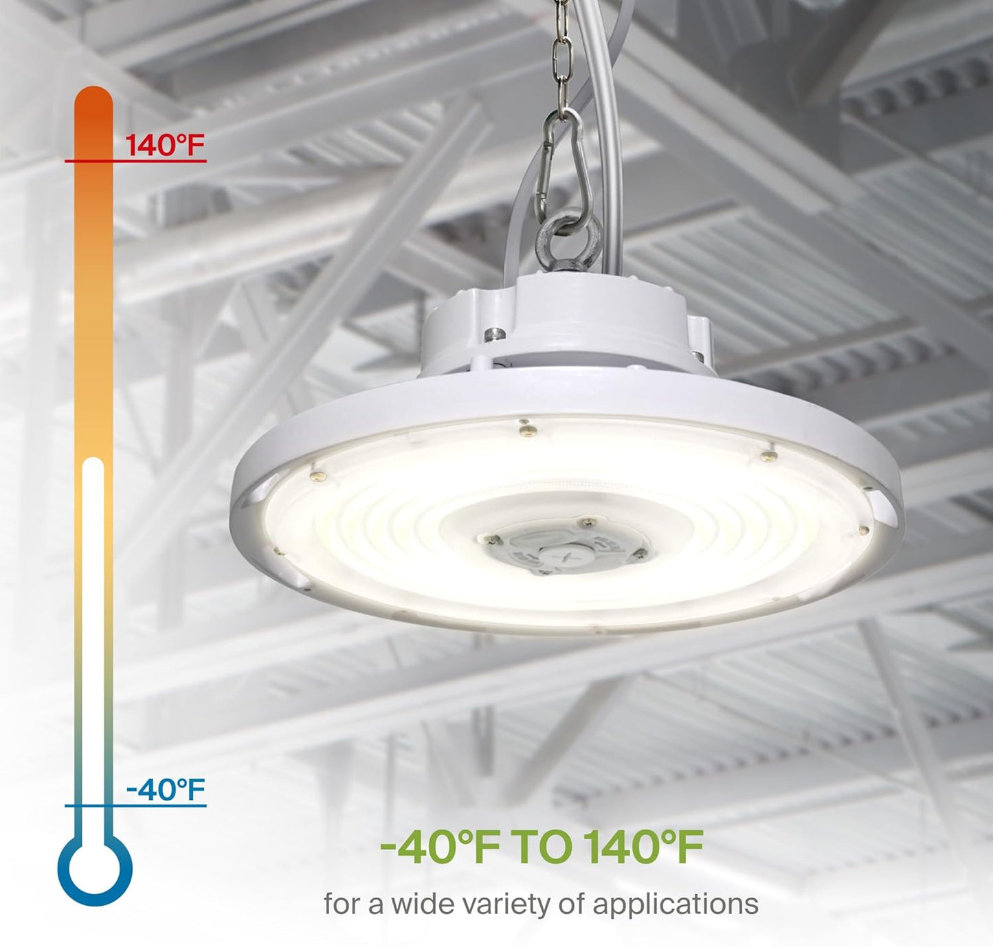 ASD Lighting Q-base LED UFO High Bay Power Adjustable 100/120/150W and CCT Selectable 3000/4000/5000K Dimmable White UL DLC Premium