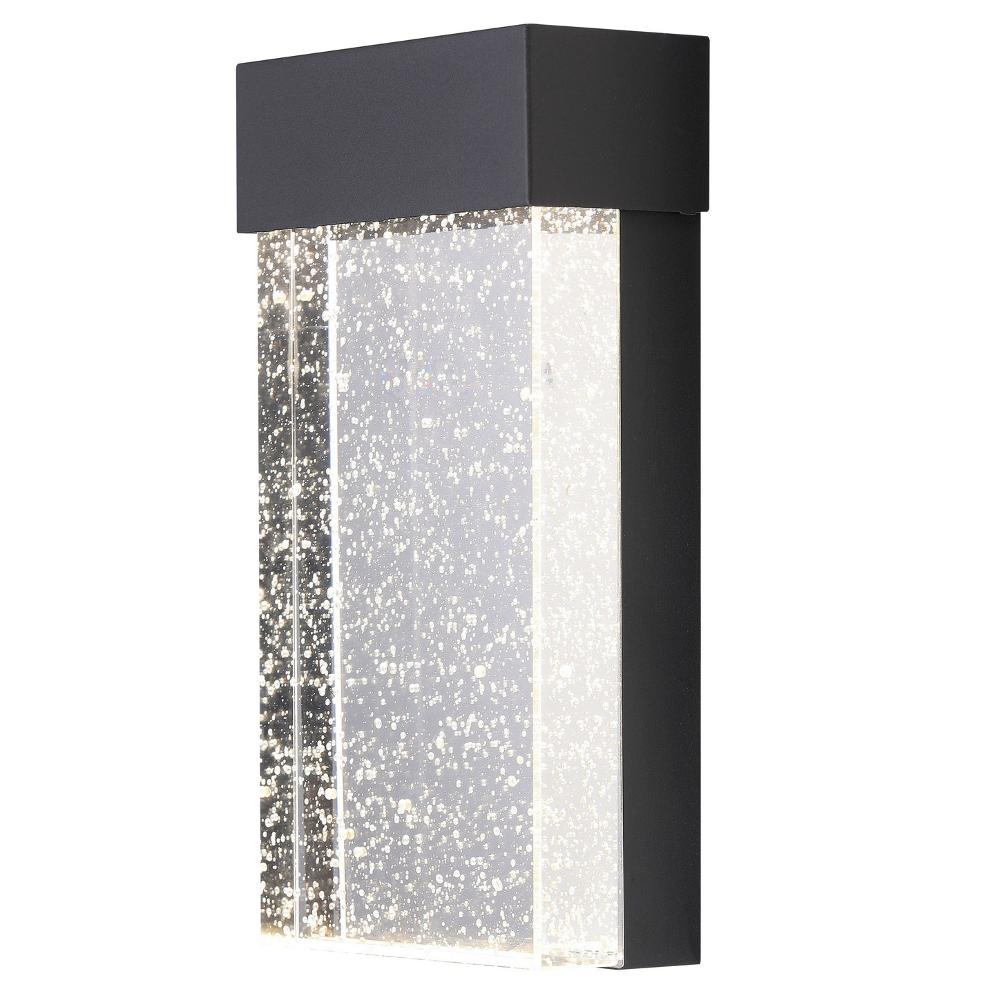ASD Lighting LED Outdoor Wall Sconce 10" 10W CCT Selectable 3000/4000/5000K Dimmable Clear Seeded Glass, Black ETL
