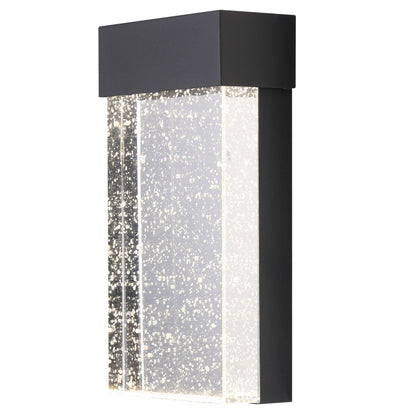 ASD Lighting LED Outdoor Wall Sconce 10" 10W CCT Selectable 3000/4000/5000K Dimmable Clear Seeded Glass, Black ETL