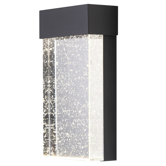 ASD Lighting LED Outdoor Wall Sconce 10" 10W CCT Selectable 3000/4000/5000K Dimmable Clear Seeded Glass, Black ETL