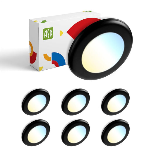 ASD Lighting LED Disk Light 4" 10W 120V CCT Selectable 2700/3000/3500/4000/5000K Dimmable Black UL Energy Star 6pack