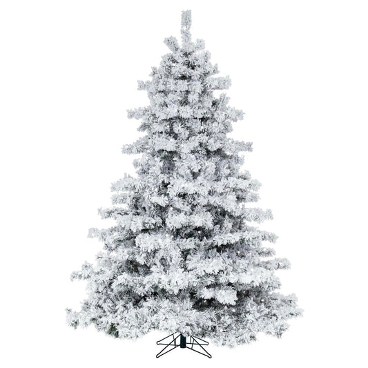 Vickerman 5.5' Flocked Alaskan Pine Artificial Christmas Tree Pure White Single Mold LED lights