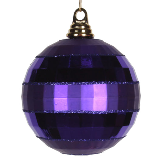 Vickerman 5.5" Plum Shiny and Matte Mirror Ball Christmas Ornament with Glitter Accents