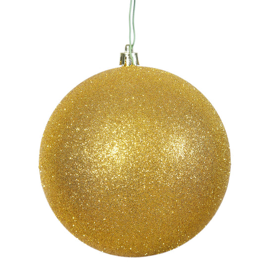 Vickerman 4.75" Gold Glitter Ball Ornament 4 per Bag