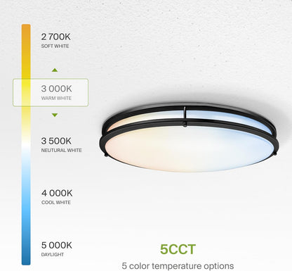 ASD Lighting LED Double Ring Flushmount Oval 24inch 38W 120V Triac 2700/3000/3500/4000/5000K Black ETL