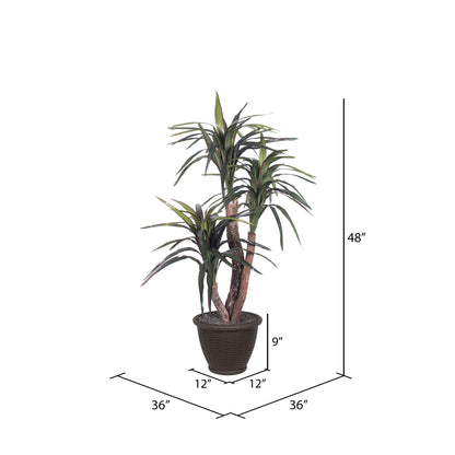 Vickerman 4' Artificial Marginata Extra Full Bush Brown Plastic Container.
