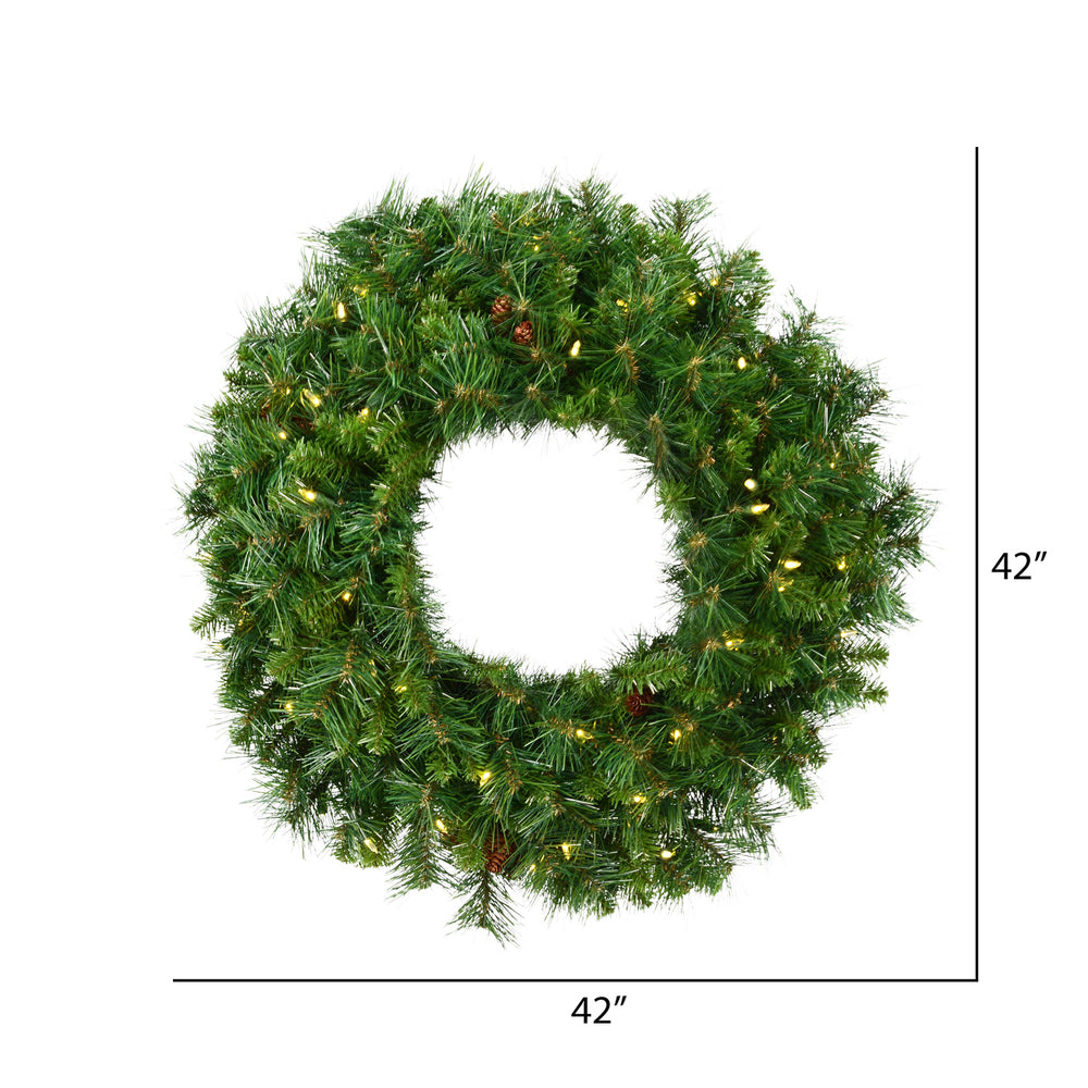 Vickerman 42" Cheyenne Pine Artificial Christmas Wreath Warm White LED Lights