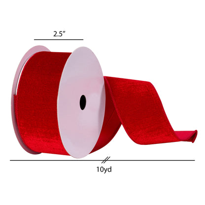Vickerman 2.5" x 10 Yards Red Velvet Ribbon