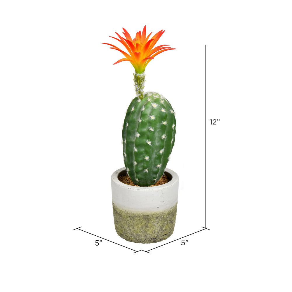Vickerman 12" Artificial Green Cactus in Cement Pot.