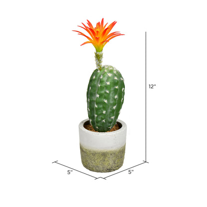 Vickerman 12" Artificial Green Cactus in Cement Pot.