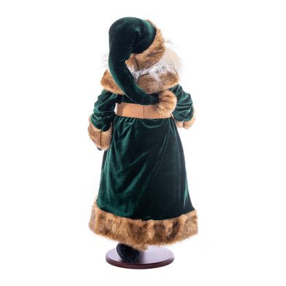 Vickerman 28" Emerald Green Velvet Santa Doll with Stand. This santa has glasses stand is removeable.