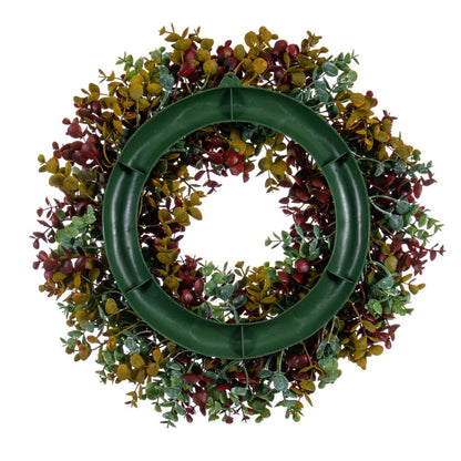 Vickerman 18" Red and Green Spiral Artificial Eucalyptus Wreath