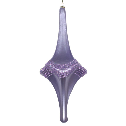 Vickerman 12" Lavender Candy Glitter Drop Ornament. This ornament is the perfect addition to any holiday decorating project. Each ornament features a drilled cap with threaded wire for easy decorating.