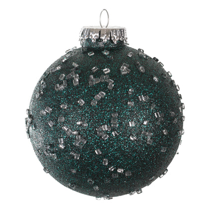 Vickerman 4" Sea Blue Ice Ball Ornament. This textured ornament has a rough and icy look with a hint of delicate sparkle. Incorporate these ornaments into your holiday design for added texture. Includes 6 pieces per pack. Made with shatterproof plastic.