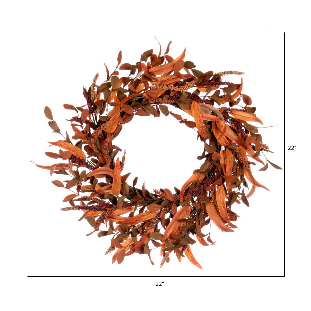 Vickerman 22" Artificial Autumn Berry and Foliage Wreath