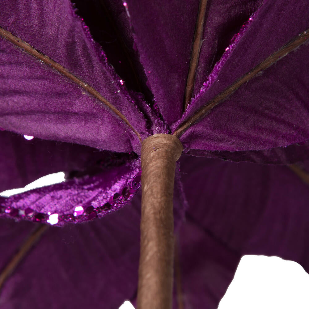 Vickerman 24" Purple Velvet Sequin Trim Poinsettia 3 per bag.