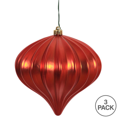 Vickerman 5.7" Red Matte Onion Christmas Ornament UV treated Set of 3