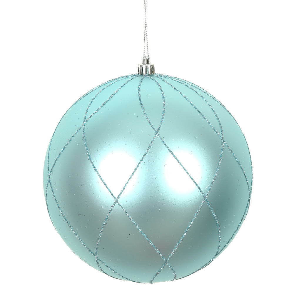 Vickerman 6" Baby Blue Matte and Glitter Swirl Ball Ornament 3 per Box