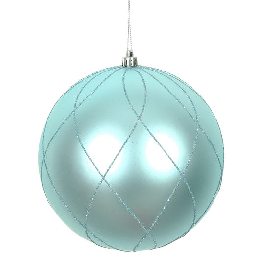 Vickerman 6" Baby Blue Matte and Glitter Swirl Ball Ornament 3 per Box