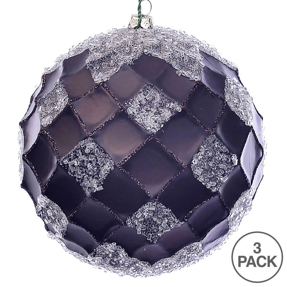 Vickerman 4.75" Chocolate Net Beaded Ball 3 per Bag