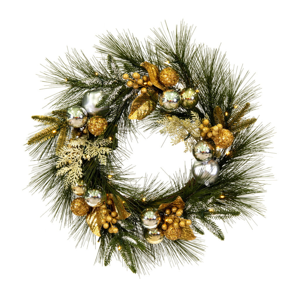 Vickerman 24" Artificial Christmas Wreath Battery Operated Warm White Lights