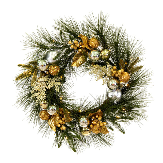 Vickerman 24" Artificial Christmas Wreath Battery Operated Warm White Lights