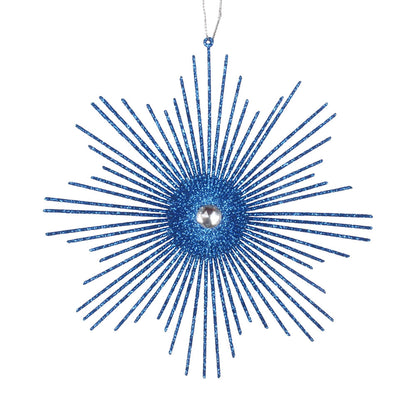 Vickerman 6.5" Blue Snowflake Burst Glitter Christmas Ornament 6 per Bag