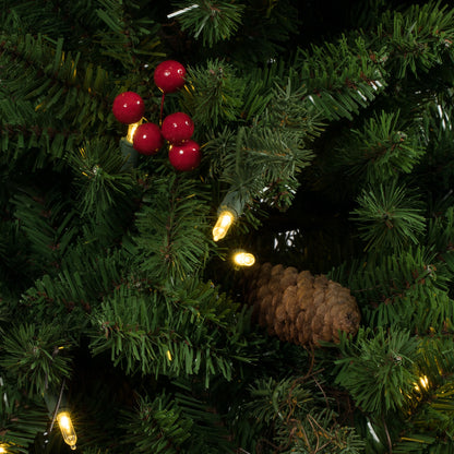 Vickerman 5' x 32" Potted Mixed Berry Pine Artificial Christmas Tree Warm White Dura-lit LED Lights