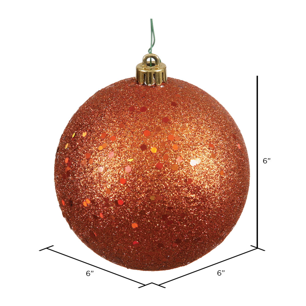 Vickerman 6" Burnished Orange Sequin Ball Ornament 4 per Bag