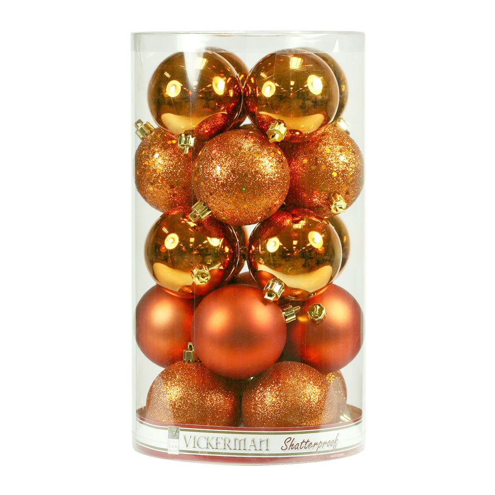 Vickerman 2.4" Burnished Orange 4-Finish Ball Ornament Assortment 60 per Box