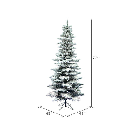 Vickerman 7.5' Flocked Utica Fir Slim Artificial Christmas Tree Unlit